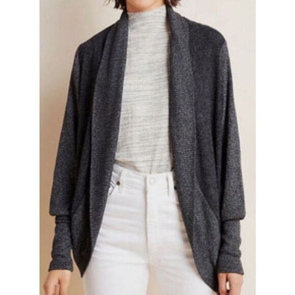 NWOT Maeve ANTHROPOLOGIE Ingrid Cocoon Open Wrap Cardigan Gray SWEATER TOP - Picture 2 of 8